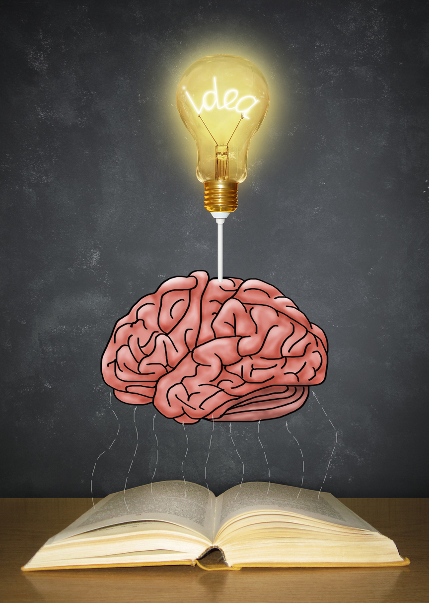 Light bulb above brain on black bg 2 Sober Buddha Resources